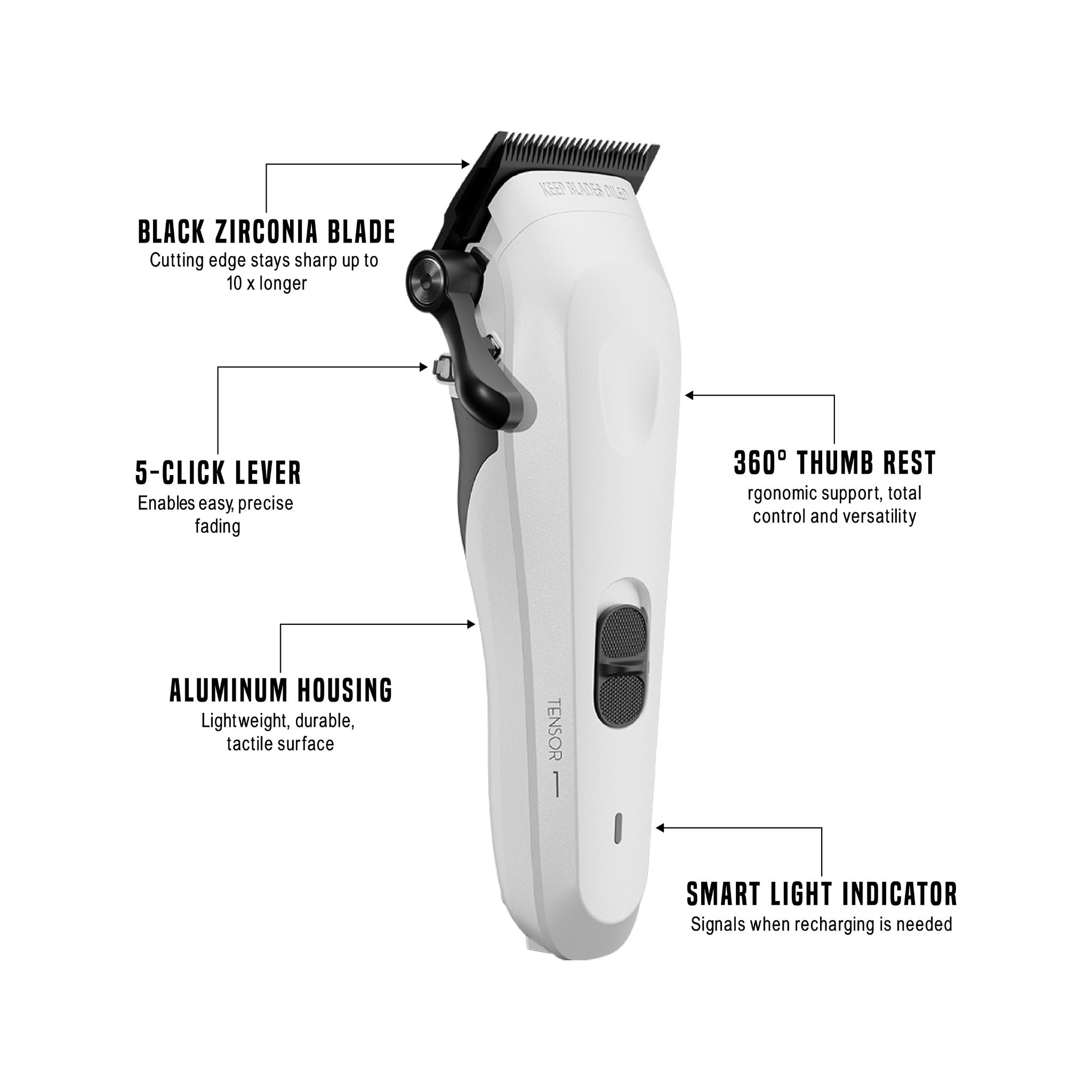 Tensor 1 White – AI を活用したプロの理髪師 & バリカン